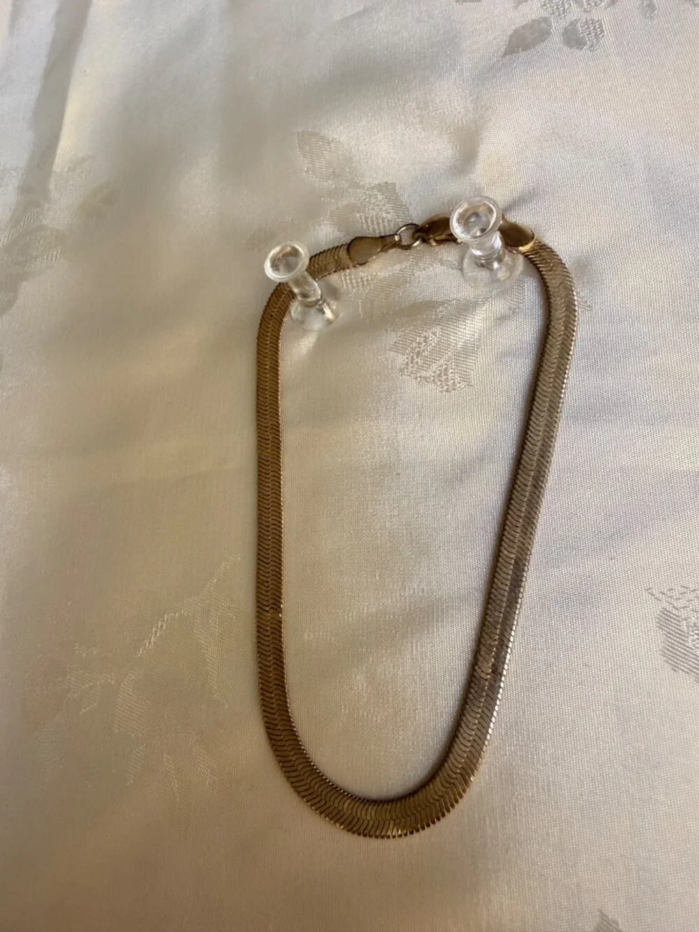 Vintage Silver-Tone Herringbone Chain Bracelet
